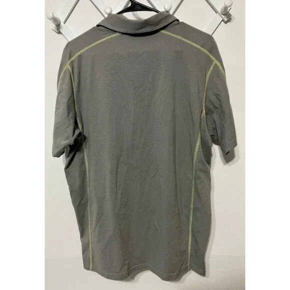 Patagonia Men's Polo Large Gray Shirt Organic Cotton Yellow Stitch Trim  V Neck - Picture 4 of 9